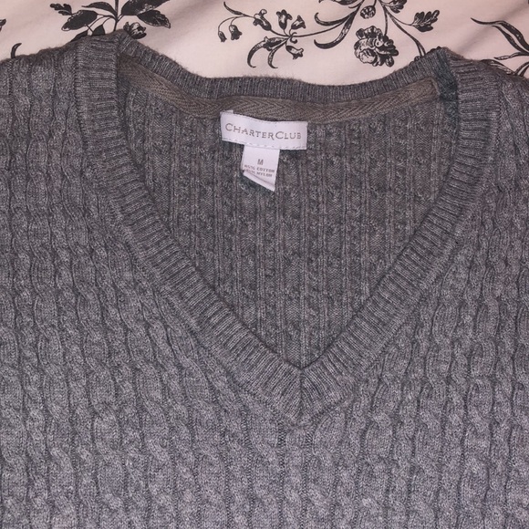Gray V-Neck Sweater - Picture 2 of 4